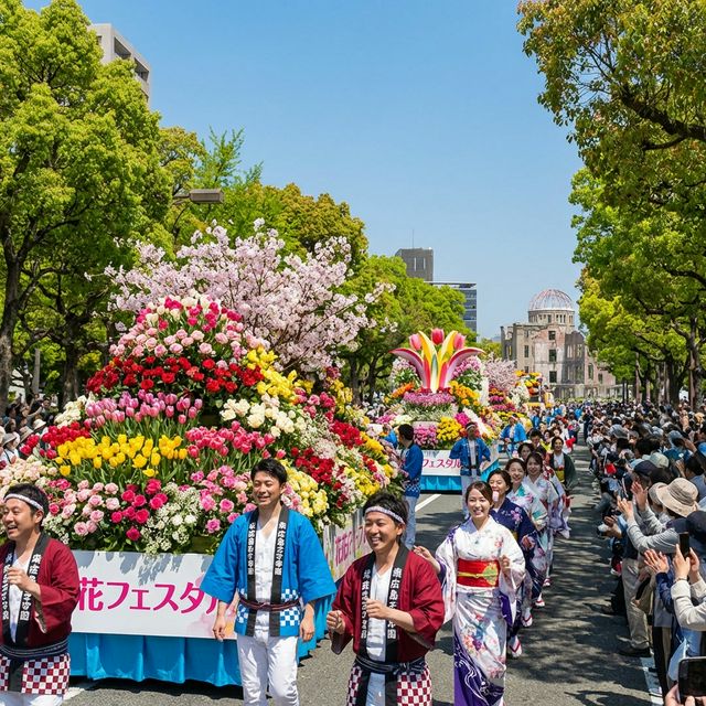 Hiroshima Flower Festival parade and peace celebration