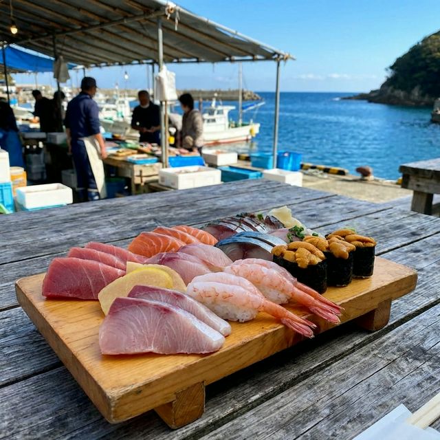 Fresh sushi and seafood at Nakaminato Fish Market Ibaraki