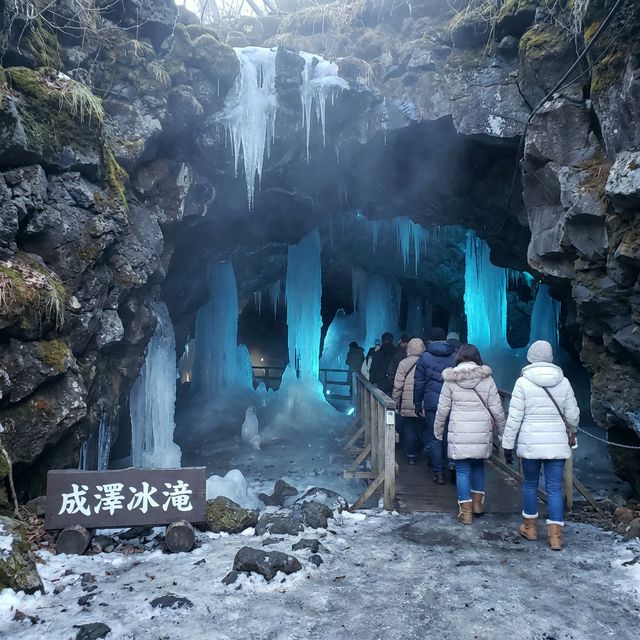 Narusawa Ice Cave natural ice formations near Mt Fuji